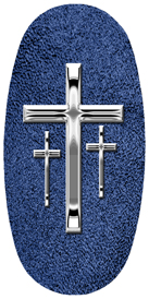 DASOV 517 SL SH BL Silver 3 Crosses Shimmer Blue Background